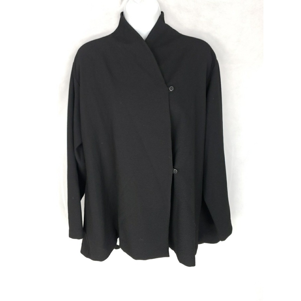 Spirithouse Marbella Jacket Womens L Black Waffle Texture Button Up Cardigan